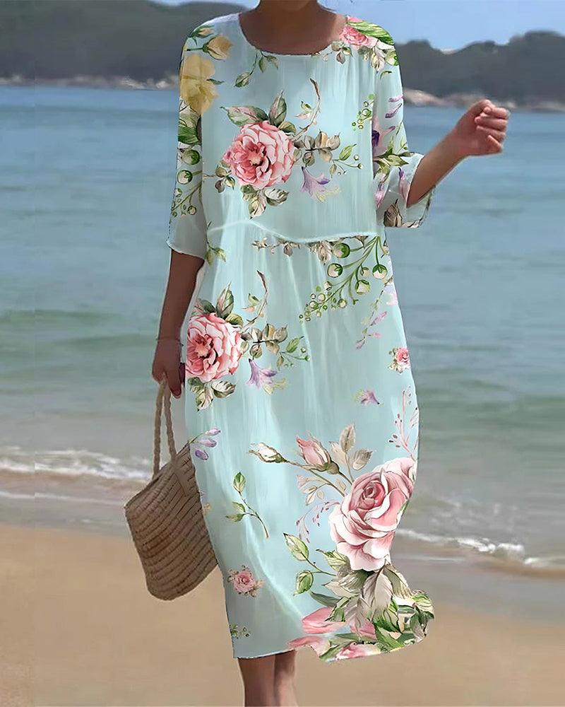 Miranda - Stilvolles Blumenkleid mit Bauchabdeckung