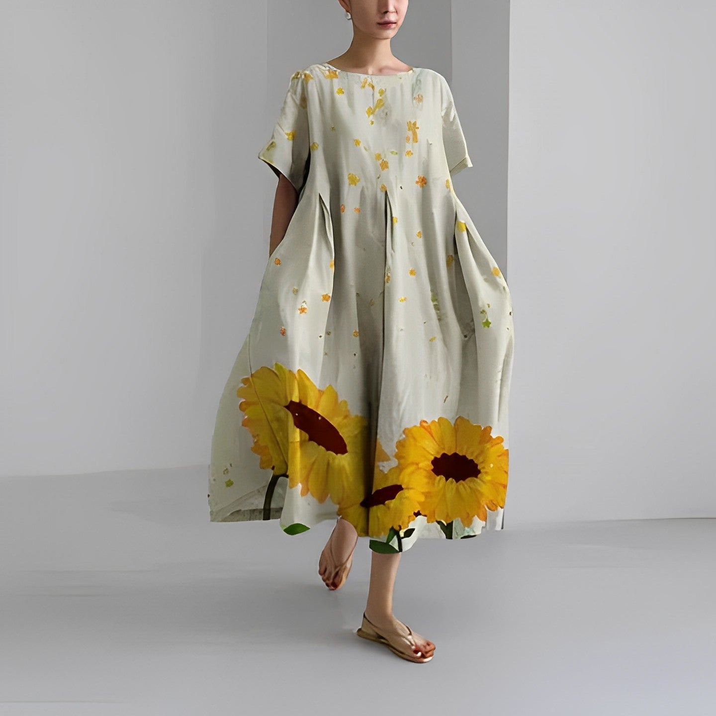 Naomi - Boho-Maxikleid mit Blumen, ideal für den Frühling