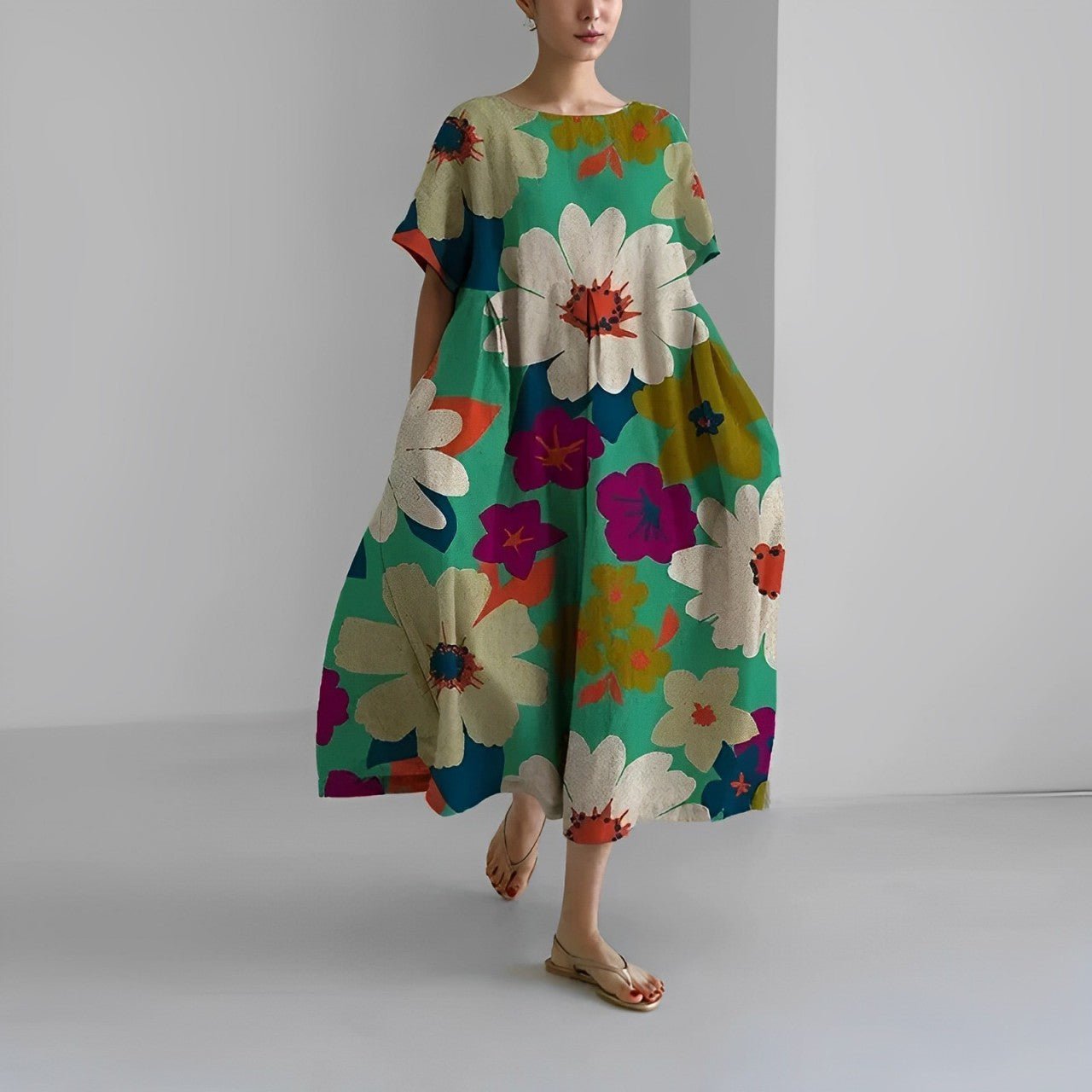 Naomi - Boho-Maxikleid mit Blumen, ideal für den Frühling