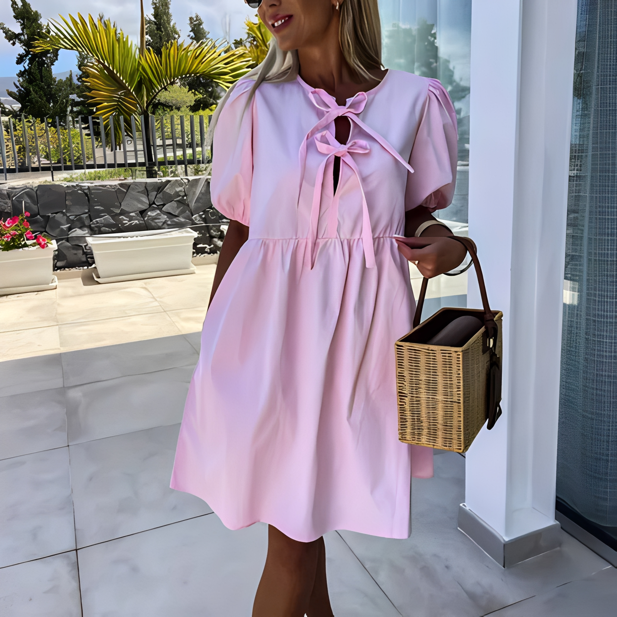 Eunice - Elegantes Sommerkleid mit Puffärmeln für Frauen