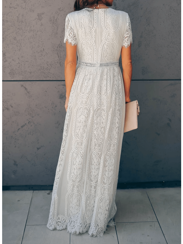Angelica - Elegantes V-Ausschnitt-Spitzenkleid
