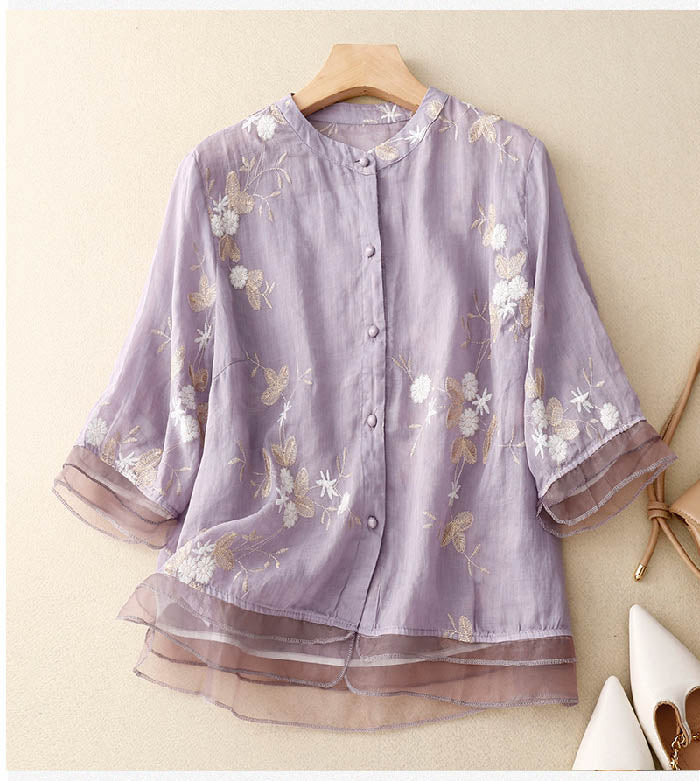 Elaine - Vielseitige Bluse mit Stickerei