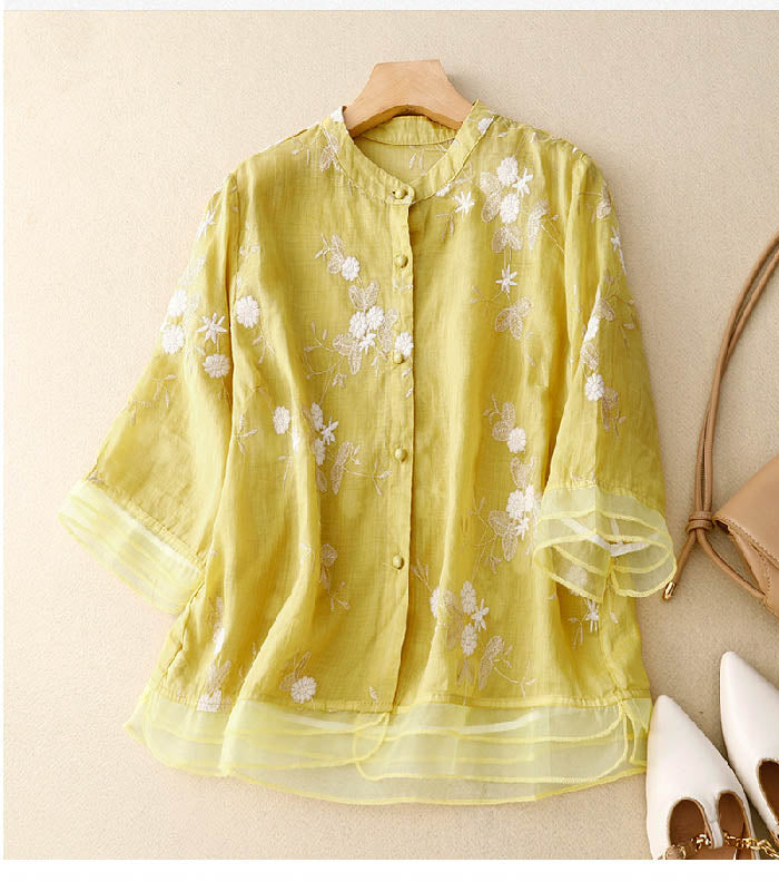Elaine - Vielseitige Bluse mit Stickerei
