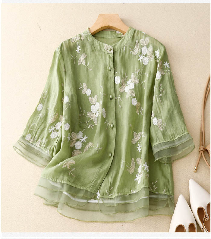 Elaine - Vielseitige Bluse mit Stickerei
